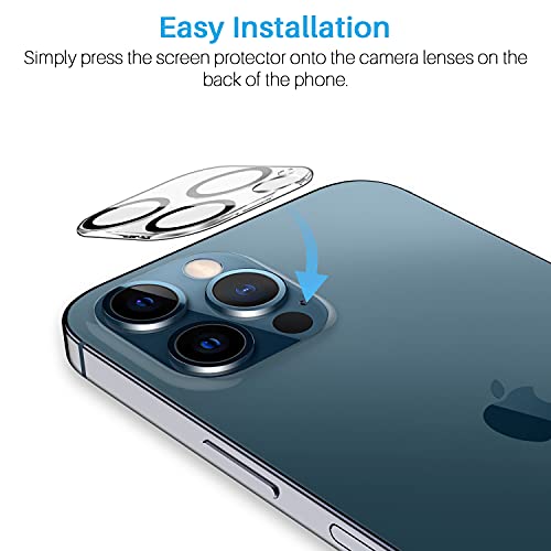 LK [3+3 Pack] 3pack Screen Protector Compatible for iPhone 12 Pro Max 6.7-inch + 3pack Camera Lens Protector, Tempered Glass, Easy Frame Installation, HD Ultra-Thin, 9H Hardness, Scratch Resistant