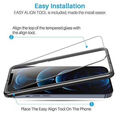 LK [3+3 Pack] 3pack Screen Protector Compatible for iPhone 12 Pro Max 6.7-inch + 3pack Camera Lens Protector, Tempered Glass, Easy Frame Installation, HD Ultra-Thin, 9H Hardness, Scratch Resistant