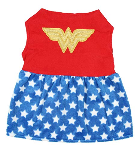 DC Comics Wonder Woman Superhero Halloween Pet Costume Sweater For Small Sized Dogs Or Cats (Medium)
