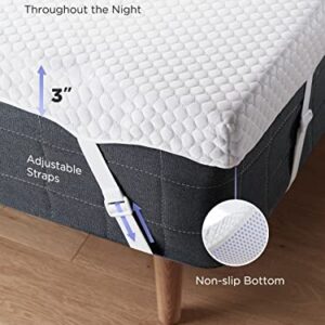 PERLECARE 3 Inch Gel Memory Foam Mattress Topper for Pressure Relief, Premium Soft Mattress Topper for Cooling Sleep, Non-Slip Design with Removable & Washable Cover, CertiPUR-US Certified - Twin