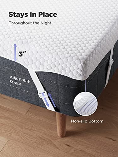 PERLECARE 3 Inch Gel Memory Foam Mattress Topper for Pressure Relief, Premium Soft Mattress Topper for Cooling Sleep, Non-Slip Design with Removable & Washable Cover, CertiPUR-US Certified - Twin