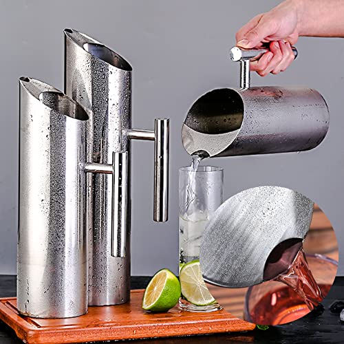 Water Pitcher, Stainless Steel Water PitcherJug Water Jug Cold Drinking Water Pouch Pitcher with Handle for Iced Tea Beverage Carafe(1.5L)