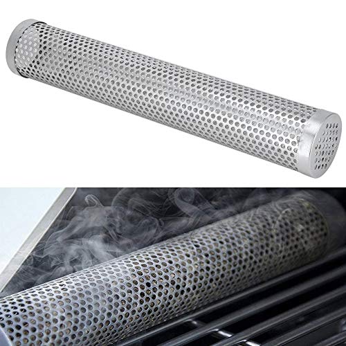 Smoker Tube, 12'' Stainless Steel Barbecue Smoke Generator BBQ Accessory for Electric Gas Charcoal Grill Smokers(Round)