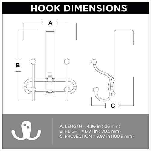 Franklin Brass OTD002F-NIC-C 2-Hook Over The Door Storage Rack, Nickel