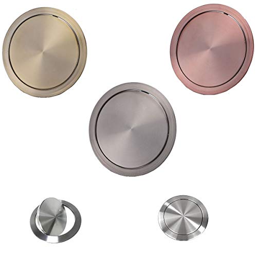 Stainless Steel Countertop Flush Built-in Flip-top Swing Cover Lid Trash Garbage Chute Kitchen Bath Top Grommet Bronze Red Gold (Bronze, Large)