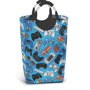 duduho video game controller background laundry basket with handles laundry hamper toys storage organizer foldable bucket washing bin dirty clothes bag for home bathroom bedroom dorm
