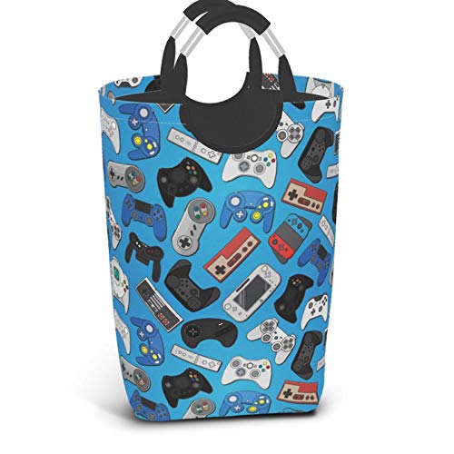 Duduho Video Game Controller Background Laundry Basket with Handles Laundry Hamper Toys Storage Organizer Foldable Bucket Washing Bin Dirty Clothes Bag for Home Bathroom Bedroom Dorm