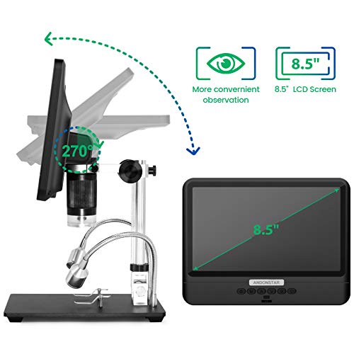 Andonstar AD208 Coin Microscope with 8.5 Inch Screen 260X LCD Lab Handheld USB Digital Microscopes for PCB Repair Soldering Coin Inspection