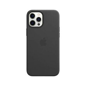 apple iphone 12 pro max leather case with magsafe - black