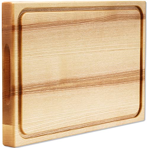 Extra Large Wood Cutting Board Large Wooden Cutting Boards for Kitchen 18x12x1.5 Butcher Block Countertop Wood Chopping Board Smak Ash Wood Bread Meat Cheese Cutting Board Serving Charcuterie Board