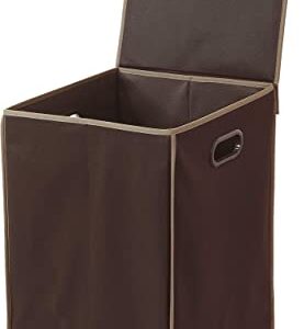 Simple Houseware Heavy Duty 3-Bag Laundry Sorter Rolling Cart + Foldable Laundry Hamper Basket with Lid, Brown