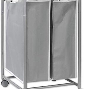 Simple Houseware Heavy-Duty 3-Bag + 2-Bag Laundry Sorter Cart, Silver