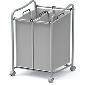 Simple Houseware Heavy-Duty 3-Bag + 2-Bag Laundry Sorter Cart, Silver