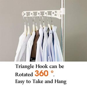 Hershii Adjustable Laundry Pole Corner Clothes Garment Drying Rack Hat Hanger Coat Tree Floor to Ceiling Tension Shelf Storage Organizer with 5 Arms and 1 Hook - Ivory