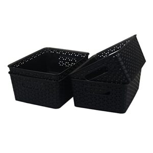 utiao black plastic storage baskets, 8 quart plastic bins, 4 packs