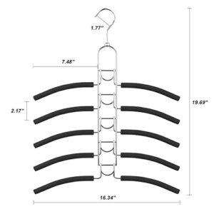 Mastom 4 Pack 5 in 1 Space Saving Hangers, Multilayer Metal Clothes Hanger Space Saver Coat Hangers, Anti-Slip Foam Padded Shirt Suit Hanger for Closet Storage Organizer