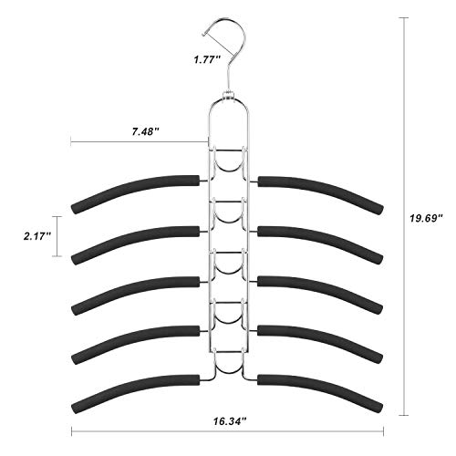 Mastom 4 Pack 5 in 1 Space Saving Hangers, Multilayer Metal Clothes Hanger Space Saver Coat Hangers, Anti-Slip Foam Padded Shirt Suit Hanger for Closet Storage Organizer