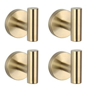 gerzwy sus 304 stainless steel bath coat hook towel/robe clothes hook for bathroom kitchen modern hotel style wall mounted brushed pvd zirconium gold 4 pack