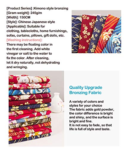 SQINAA Cotton Fabric Material Calico Cotton Handmade Bronzing Pre-Cut Fabric for Crafts DIY Sewing Clothes Quilting150 X 50Cm,F3