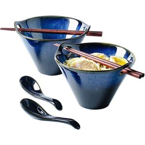 uniidea ceramic ramen bowl,noodle bowls 20oz porcelain ramen bowls for soup,noodle,pho,udon,2 sets (6 pieces)