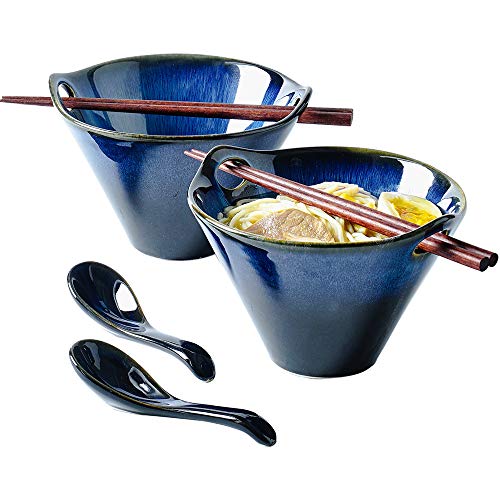 uniidea Ceramic Ramen Bowl,Noodle Bowls 20oz Porcelain Ramen Bowls for Soup,Noodle,Pho,Udon,2 Sets (6 Pieces)