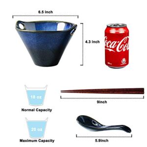 uniidea Ceramic Ramen Bowl,Noodle Bowls 20oz Porcelain Ramen Bowls for Soup,Noodle,Pho,Udon,2 Sets (6 Pieces)