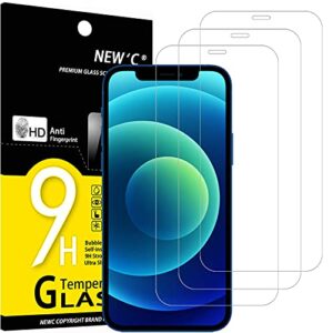 new'c [3 pack] designed for iphone 12 and iphone 12 pro (6.1) screen protector tempered glass, case friendly ultra resistant