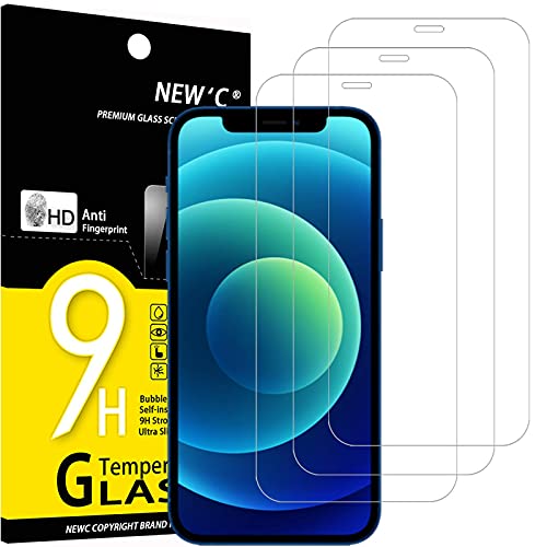 NEW'C [3 Pack] Designed for iPhone 12 and iPhone 12 Pro (6.1) Screen Protector Tempered Glass, Case Friendly Ultra Resistant