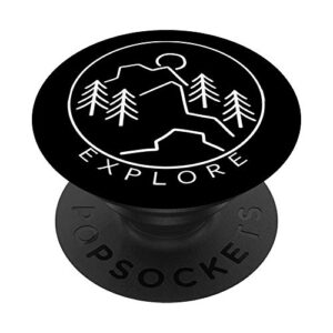 explore minimal mountains outdoor nature hiking hiker gift popsockets popgrip: swappable grip for phones & tablets