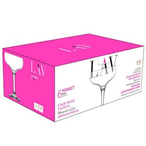 lav Coupe Cocktail Glasses Sets - Champagne Coupe Glasses with Colored and Cleared Rims 8 oz Set of 6- Manhattan & Martini Glasses for Cocktails, Mothers Day Gifts - Made in Europe