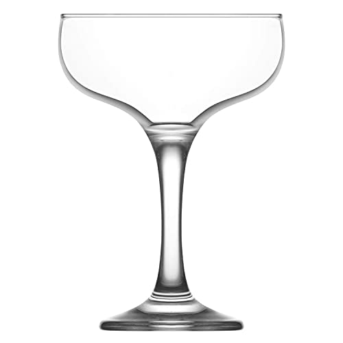 lav Coupe Cocktail Glasses Sets - Champagne Coupe Glasses with Colored and Cleared Rims 8 oz Set of 6- Manhattan & Martini Glasses for Cocktails, Mothers Day Gifts - Made in Europe