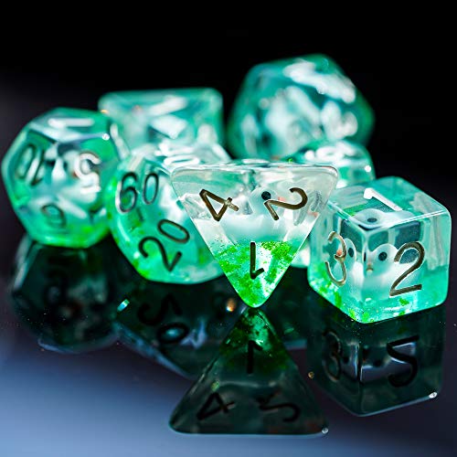 Cusdie 7-Die DND Dice, Polyhedral Dice Set Filled with Animal, for Role Playing Game Dungeons and Dragons D&D Dice MTG Pathfinder (Blue Duck)