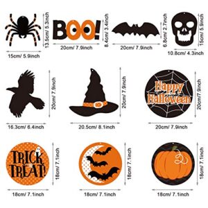 Blulu Halloween Party Hanging Swirl Decorations, Witch Bat Pumpkin and Ghost Spider Foil Swirl Ceiling Hanging Decoration for Halloween Theme Party Outdoor Indoor Decorations Supplies, 30 Pieces