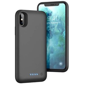 yho battery case for iphone xs/x/10 upgraded 6500mah protective rechargeable charging case for iphone x extended battery pack for iphone xs portable charger case backup cover (5.8 inch) - black