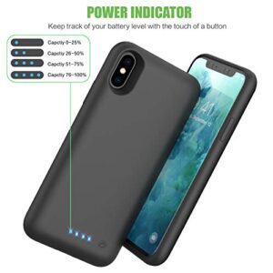 YHO Battery Case for iPhone Xs/X/10 Upgraded 6500mAh Protective Rechargeable Charging Case for iPhone X Extended Battery Pack for iPhone Xs Portable Charger Case Backup Cover (5.8 inch) - Black