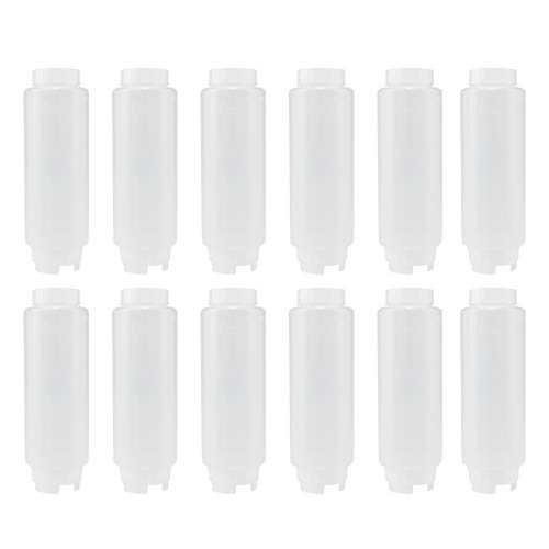 Creative Mark Cylo FIFO Squeeze Bottle Refillable Clear Tip Silicone Dispenser for Paint, Epoxy and Color Mixing - 20 oz. - 12 Pack