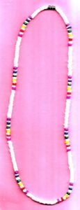 18 inch white clam shell with rainbow shell choker necklace mulity color bead