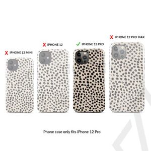 BURGA Phone Case Compatible with iPhone 12 PRO - Hybrid 2-Layer Hard Shell + Silicone Protective Case -Black Polka Dots Pattern Nude Almond Latte - Scratch-Resistant Shockproof Cover