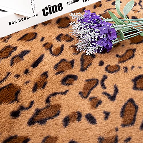 LOOGOOL Leopard Print Plush Faux Fur Fabric for DIY Craft, Pillow, Costume, Decoration (15.7" x 19.7")