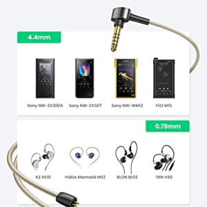 UGREEN 4.4MM Earphone Replacement Wired Balanced Earphone Cable HiFi Sound Detachable Headphone Cable Replacement Compatible with BL03 V80 KZ ZS10 PRO ZS10 AS10 ZS6 ZST ZSR TRN 4 Feet (2 Pin 0.78mm)