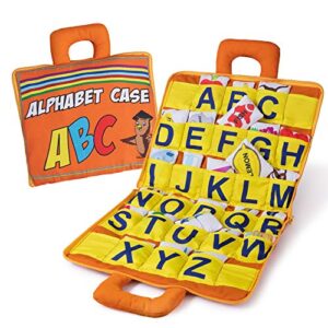 Childrens Alphabet Flash Cards | Baby Flash Cards | Flashcards for Babies | ABC Carry Bag Set Includes (26) Soft ABC Objects & Soft Carry Case with Corresponding Pockets