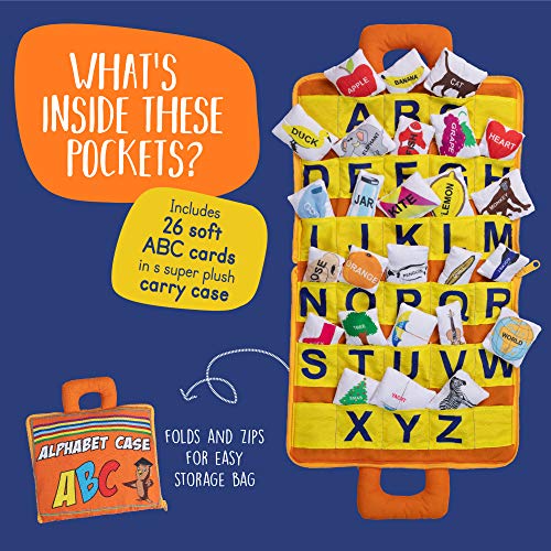 Childrens Alphabet Flash Cards | Baby Flash Cards | Flashcards for Babies | ABC Carry Bag Set Includes (26) Soft ABC Objects & Soft Carry Case with Corresponding Pockets