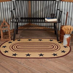 VHC Brands Potomac Jute Rug Oval Stencil Stars w/Pad 36x60