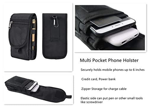 Cell Phone Pouch, Cell Phone Holsters for Men Belt, Multi-Purpose Phone Belt Pouch, Phone Case Tool Holder, Tactical Molle Phone Pouch Carrying Case, Men's Waist Pocket for Hiking & Rescue