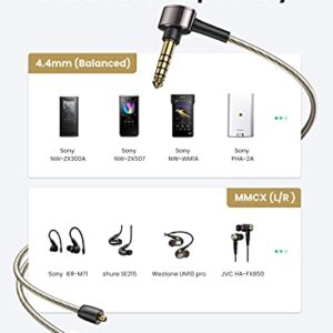UGREEN MMCX Cable 8 Core 4.4MM to Dual MMCX Balanced Audio Cable, Silver Plated Copper HiFi Sound Audio Jack Earphone Replacement Cable Compatible with TIN Audio T2 T3 SE215 SE535, 4FT (MMCX 4.4mm)