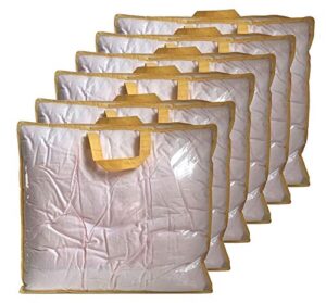 6 pack clear storage bags with zipper and handles, vinyl zippered storage bag for clothes, blanket, clothing, quilts, pillows, bedding, 23x20x6 inch