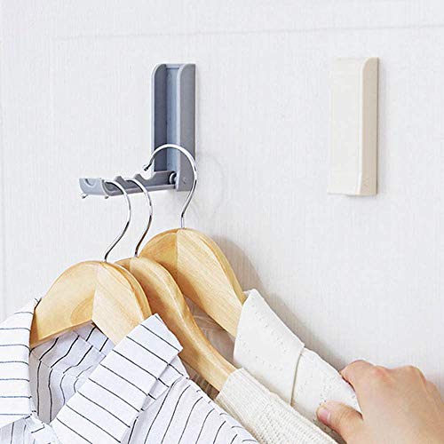 Plastic Foldable Door Rear Hanging Hook, Self Adhesive Wall Mounted Towel Key Clothes Hanger Key Holder Storage Rack(Beige 1 Pcs)