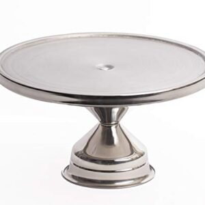 eHomeA2Z Stainless Steel Round Cake Stand 13" Inch Dessert Stand Reusable Birthday Wedding New Year Decoration (Tall Base)