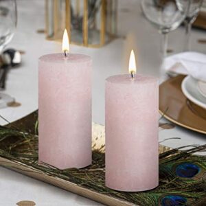 BOLSIUS Rustic Soft Pink Unscented Pillar Candles - 2" X 4" Decoration Candles Set of 4 - Clean Burning Dripless Dinner Candles for Wedding & Home Decor Party Restaurant Spa- Aprox (100X50m)