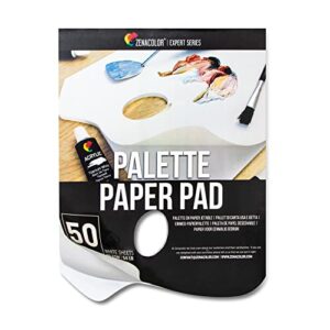 zenacolor - paper palette pad - 50 removable and disposable sheets for painters - 80gsm, 24lb - paint mixing palette for all paints (oil, acrylic, watercolor.)
